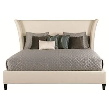 Transitional Queen Size Sienna Flare Upholstered Bed
